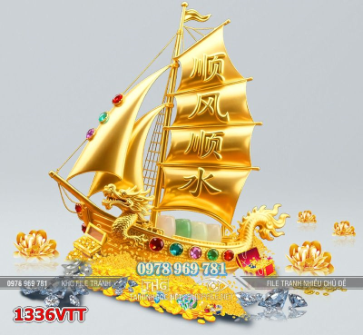 File psd tư liệu ghép tết thuyền vàng tài lộc 1336VTT