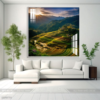 Tranh phong thủy phong cảnh thác nước thiên nhiên