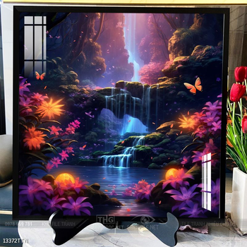 Tranh phon thủy sông, núi và mặt trời