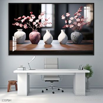 Mẫu tranh bình hoa nghệ thuật decor tường