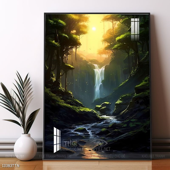 Tranh phong thủy phong cảnh thác nước thiên nhiên