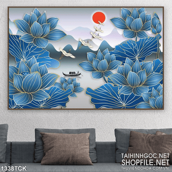 Tranh hoa sen xanh