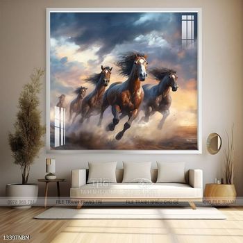 Tranh ngựa bát mã treo tường phòng khách