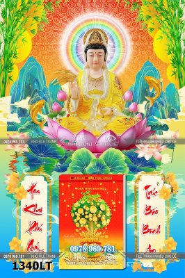 File psd lịch phật giáo quan thế âm bồ tát ngồi đài sen 1340LT