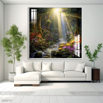 Tranh phong thủy phong cảnh thác nước thiên nhiên