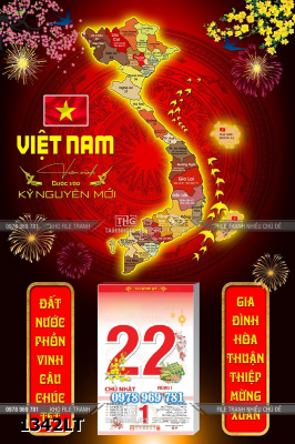 File lịch bản đồ 34 tỉnh thành Việt Nam file tranh bản đồ việt nam 1342LT