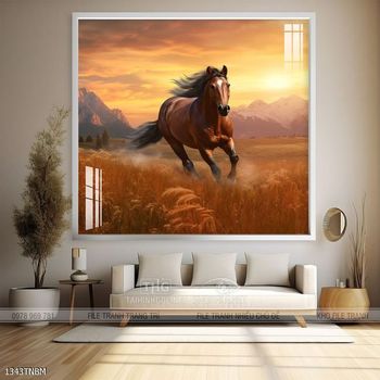 Tranh ngựa bát mã trang trí tường nhà