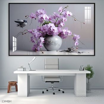 Mẫu tranh bình hoa sang trọng đẹp độc đáo