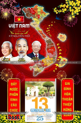 File lịch bản đồ 34 tỉnh thành Việt Nam lịch bác Hồ bác Giáp bác Trọng 1344LT