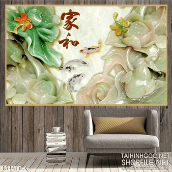 Tranh tường hoa sen ngọc