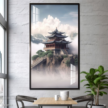 Tranh phon thủy sông, núi và mặt trời