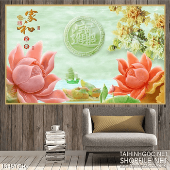 Tranh hoa sen cam 3D đẹp