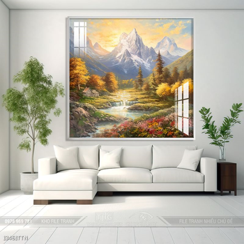 Tranh phong thủy phong cảnh thác nước thiên nhiên