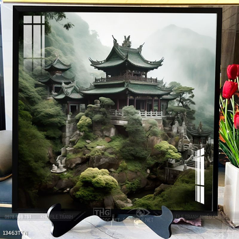 Tranh phon thủy sông, núi và mặt trời