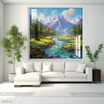 Tranh phong thủy phong cảnh thác nước thiên nhiên