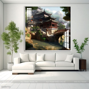 Tranh phong thủy nước non tuyệt đẹp