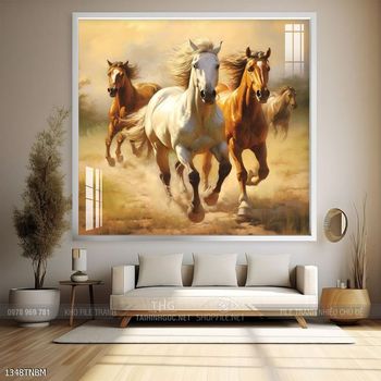 Tranh ngựa bát mã treo tường phòng khách