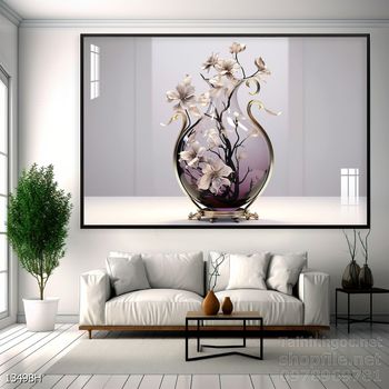 File tranh bình hoa đẹp decor tường nhà trang trí
