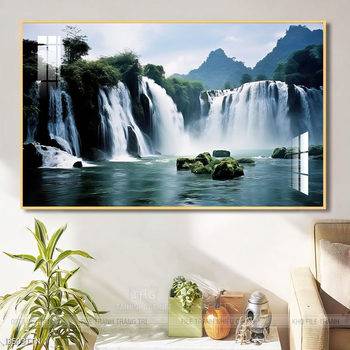 Tranh phon thủy sông, núi và mặt trời