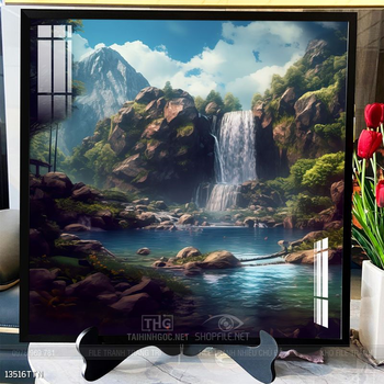 Tranh phon thủy sông, núi và mặt trời