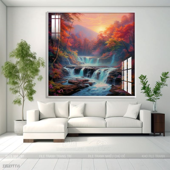 Tranh phong thủy phong cảnh thác nước thiên nhiên