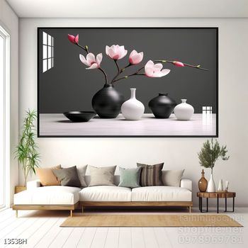Tranh bình hoa đẹp decor trang trí tường