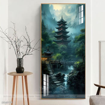 Tranh phong thủy phong cảnh thác nước thiên nhiên