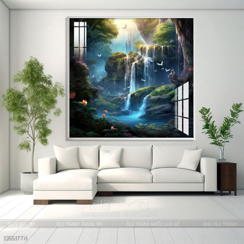 Tranh phon thủy sông, núi và mặt trời