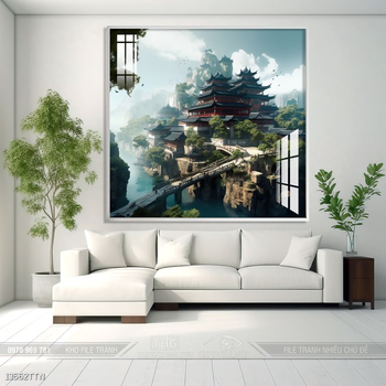 Tranh phong thủy phong cảnh thác nước thiên nhiên