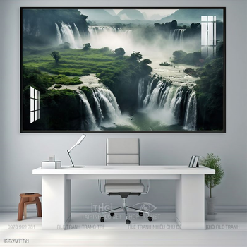 Tranh phong thủy phong cảnh thác nước thiên nhiên