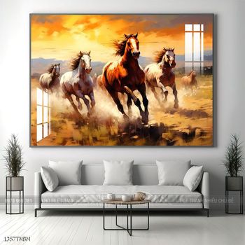 Tranh ngựa bát mã treo tường phòng khách