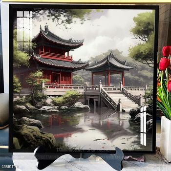 Tranh phon thủy sông, núi và mặt trời