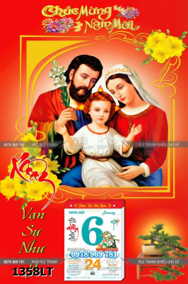 File ảnh lịch tết công giáo gia đình nhà thánh chúa giêsu đức trinh nữ maria 1358LT