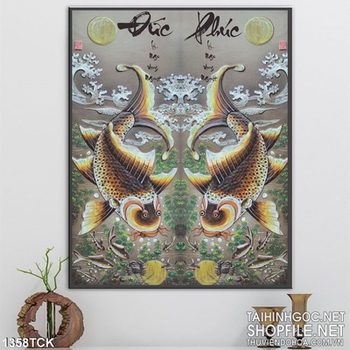 Tranh cặp cá chép đức phúc