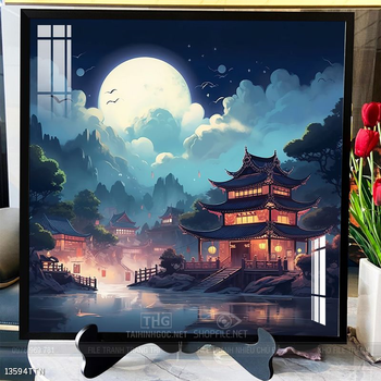 Tranh phon thủy sông, núi và mặt trời