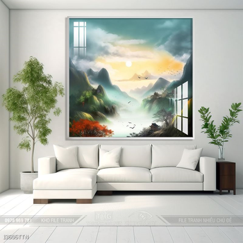 Tranh phong thủy phong cảnh thác nước thiên nhiên
