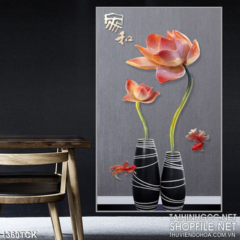 Tranh bình sen 3D