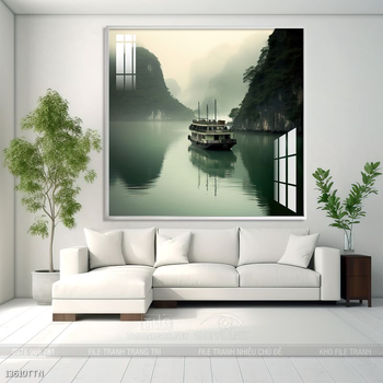 Tranh phong thủy nước non tuyệt đẹp