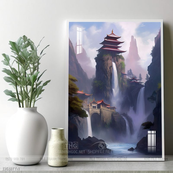 Tranh phong thủy phong cảnh thác nước thiên nhiên