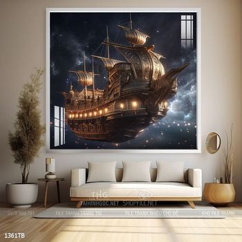 Tranh thuyền buồm vàng phong thủy đẹp