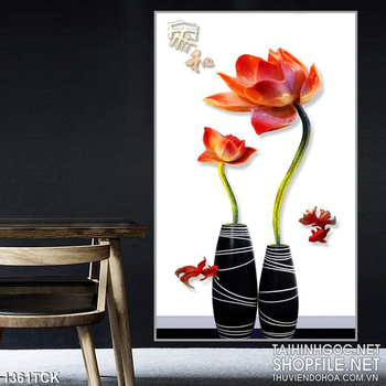 Tranh sen trong bình