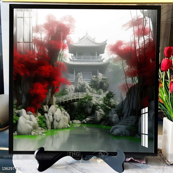 Tranh phon thủy sông, núi và mặt trời