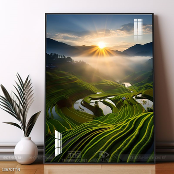 Tranh phong thủy phong cảnh thác nước thiên nhiên