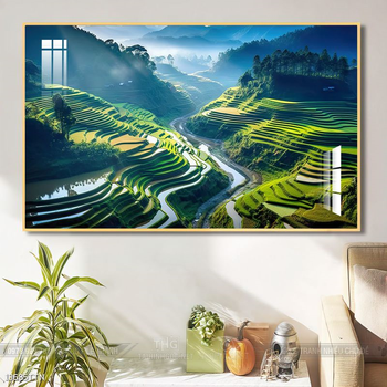 Tranh phon thủy sông, núi và mặt trời