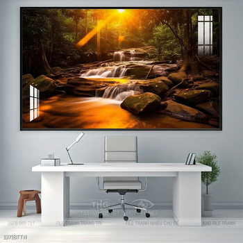 Tranh phong thủy phong cảnh thác nước thiên nhiên