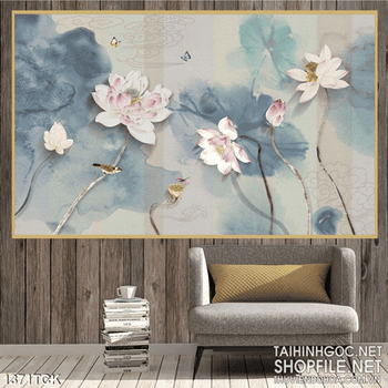 Tranh in kính sen nở mùa hạ