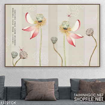 Tranh in màu sen cuối mùa