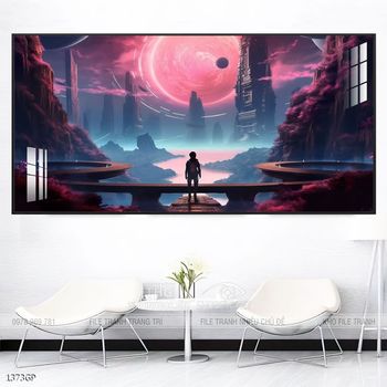 Tranh phi hành gia decor tường nhà