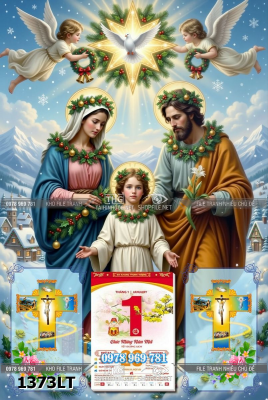 File lịch tết công giáo chúa giêsu đức mẹ maria đôi cánh thiên thần 1373LT