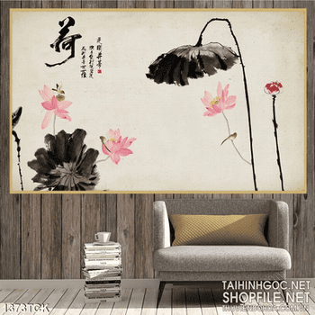 Tranh màu nước hoa sen